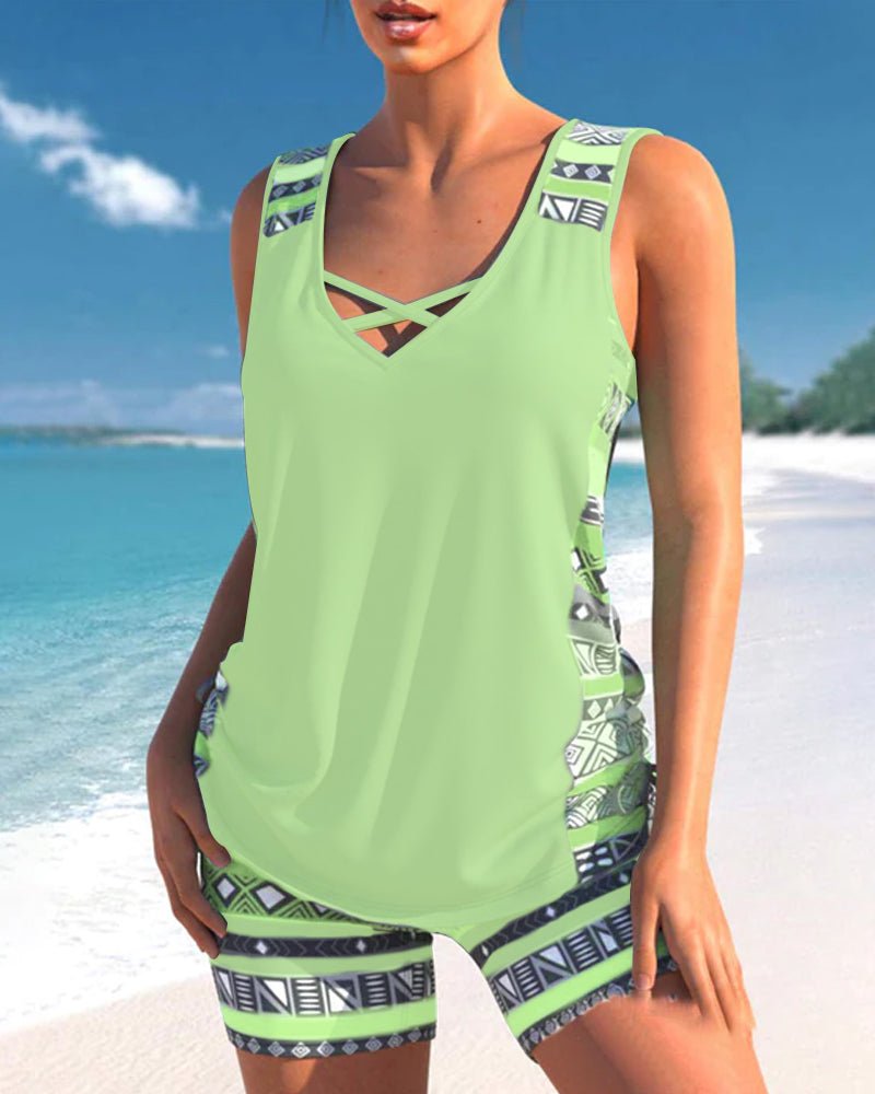 Tankini's met geometrische print en V - hals - bellanza