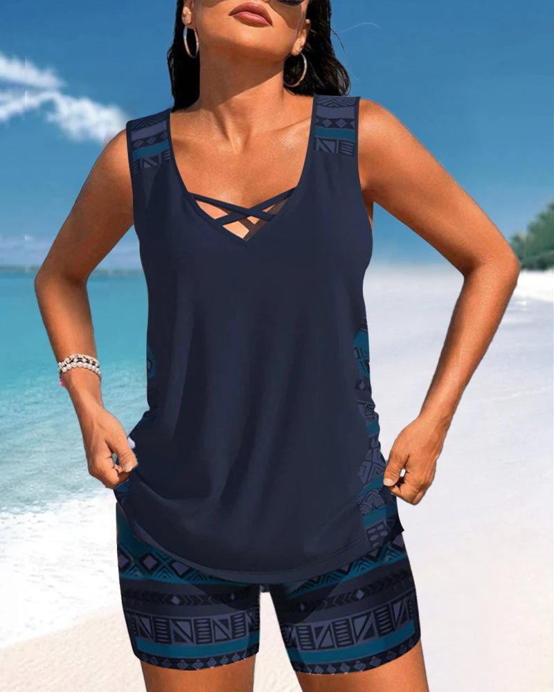 Tankini's met geometrische print en V - hals - bellanza