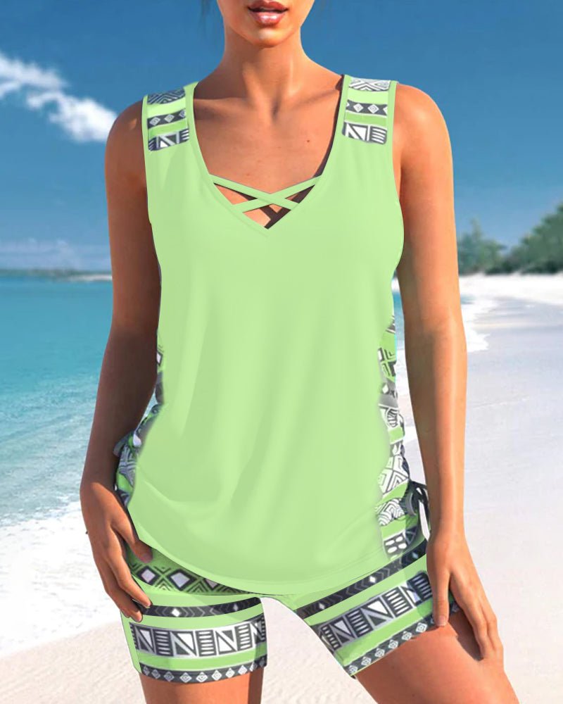 Tankini's met geometrische print en V - hals - bellanza
