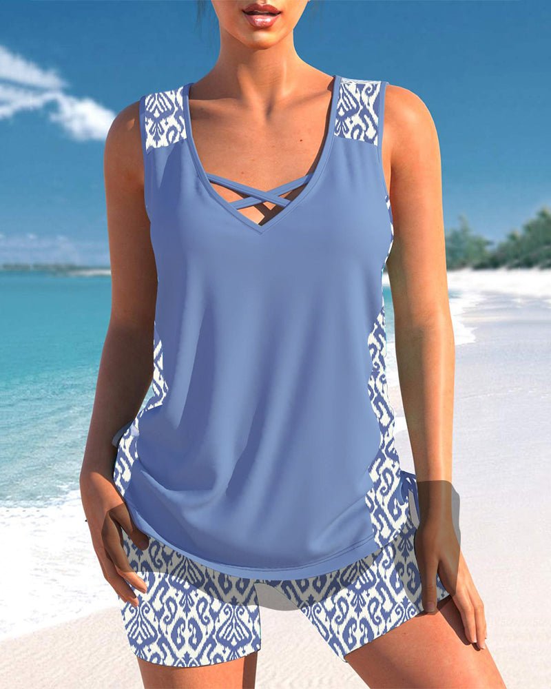 Tankini's met geometrische print en V - hals - bellanza