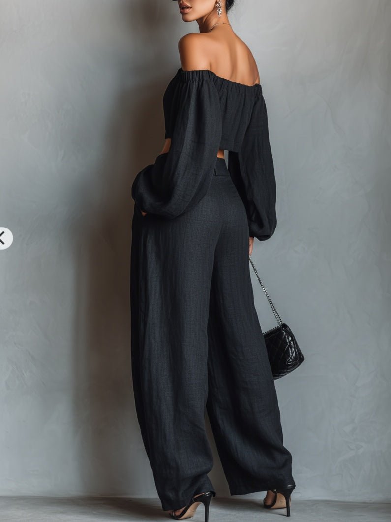 Tess™ | Set met blote schouders en brede broek - Bellanza