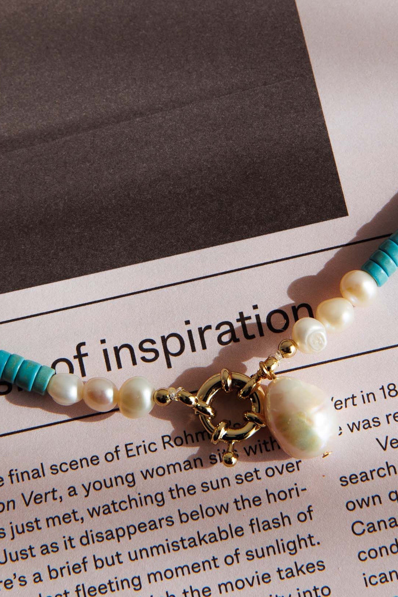 Turquoise parelcollier Monaco in goud - Bellanza