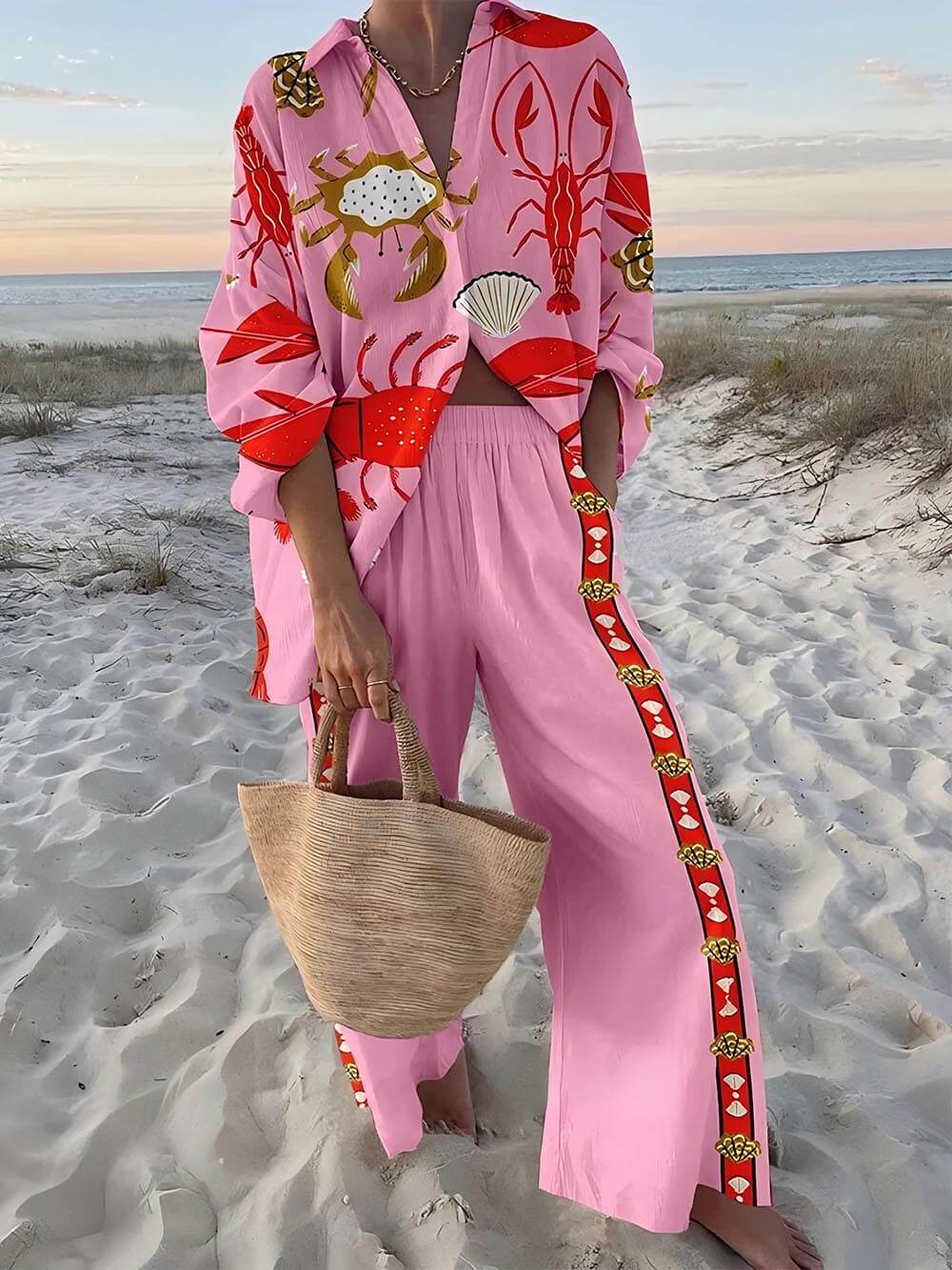 Unieke Chic Onderwater Wereld Print Twee - Delige Set - bellanza