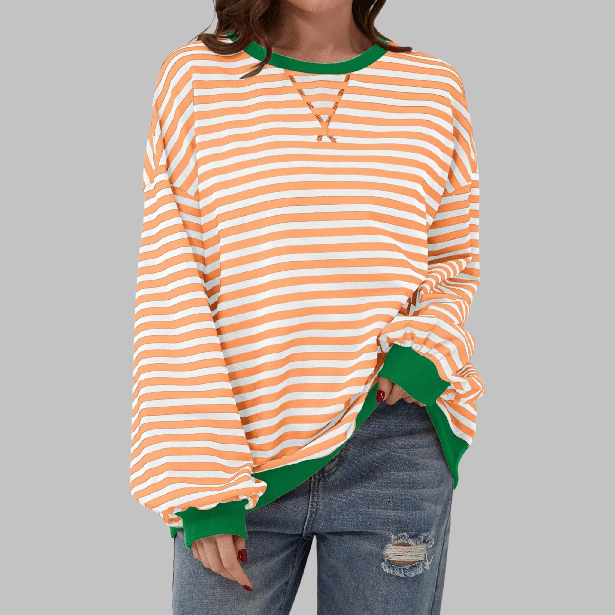 Veerle | Gestreepte sweater met ronde hals - Bellanza