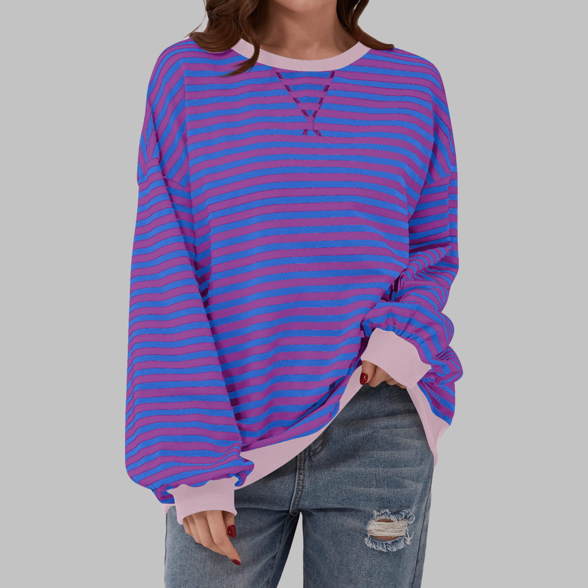 Veerle | Gestreepte sweater met ronde hals - Bellanza