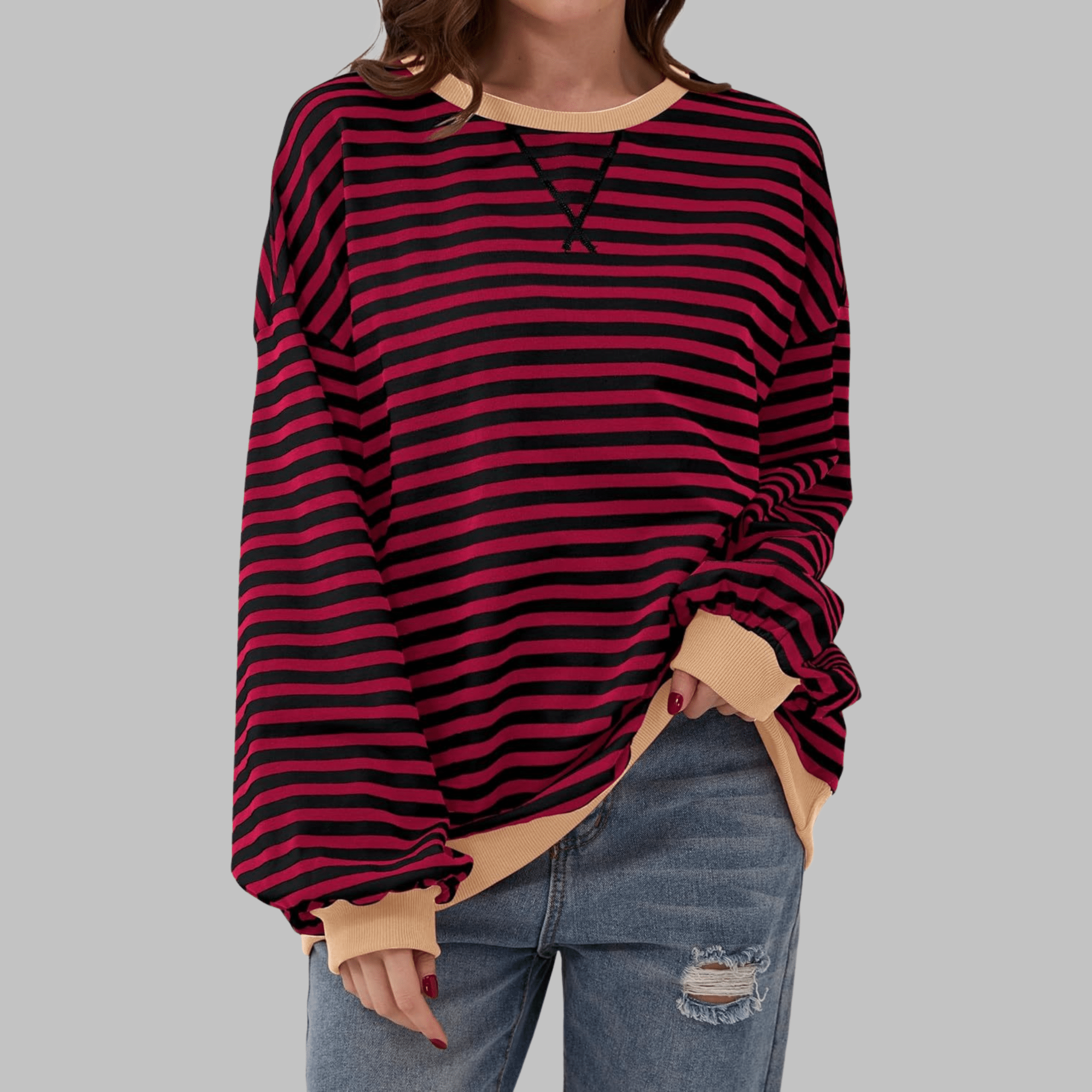 Veerle | Gestreepte sweater met ronde hals - Bellanza
