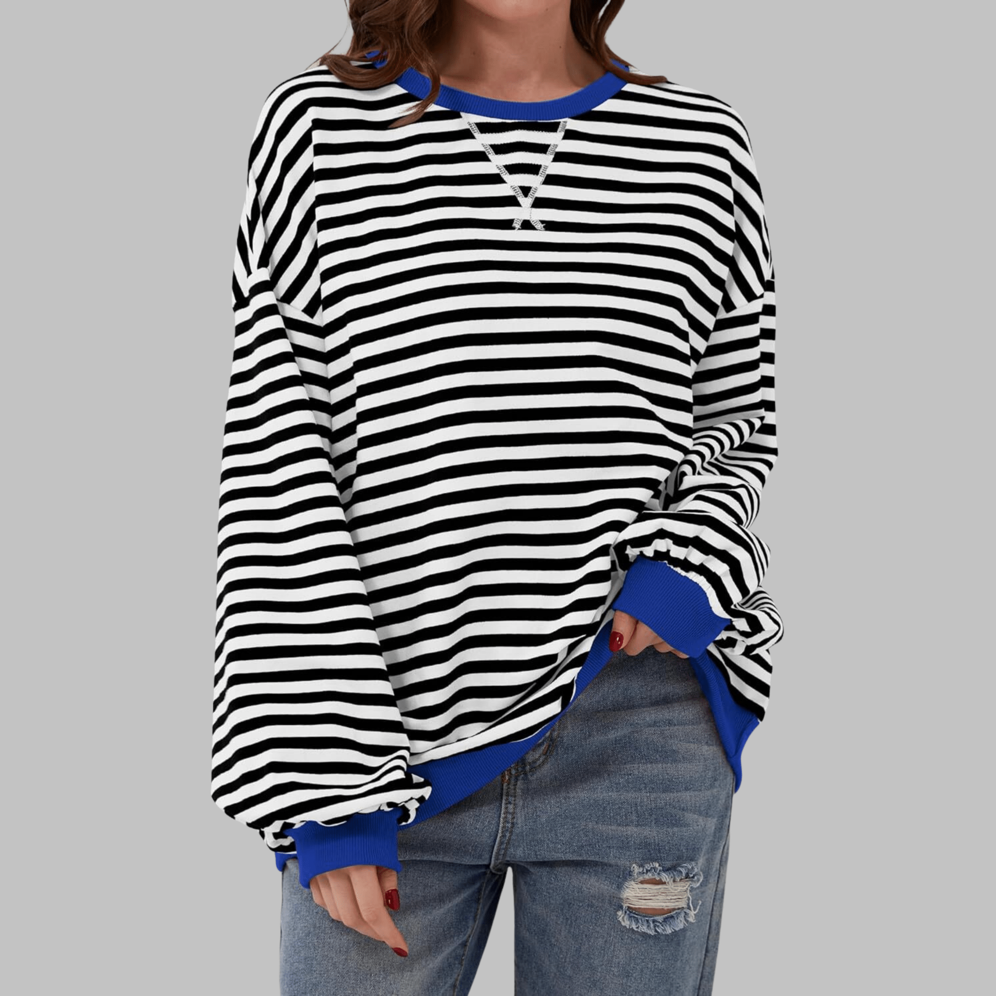 Veerle | Gestreepte sweater met ronde hals - Bellanza