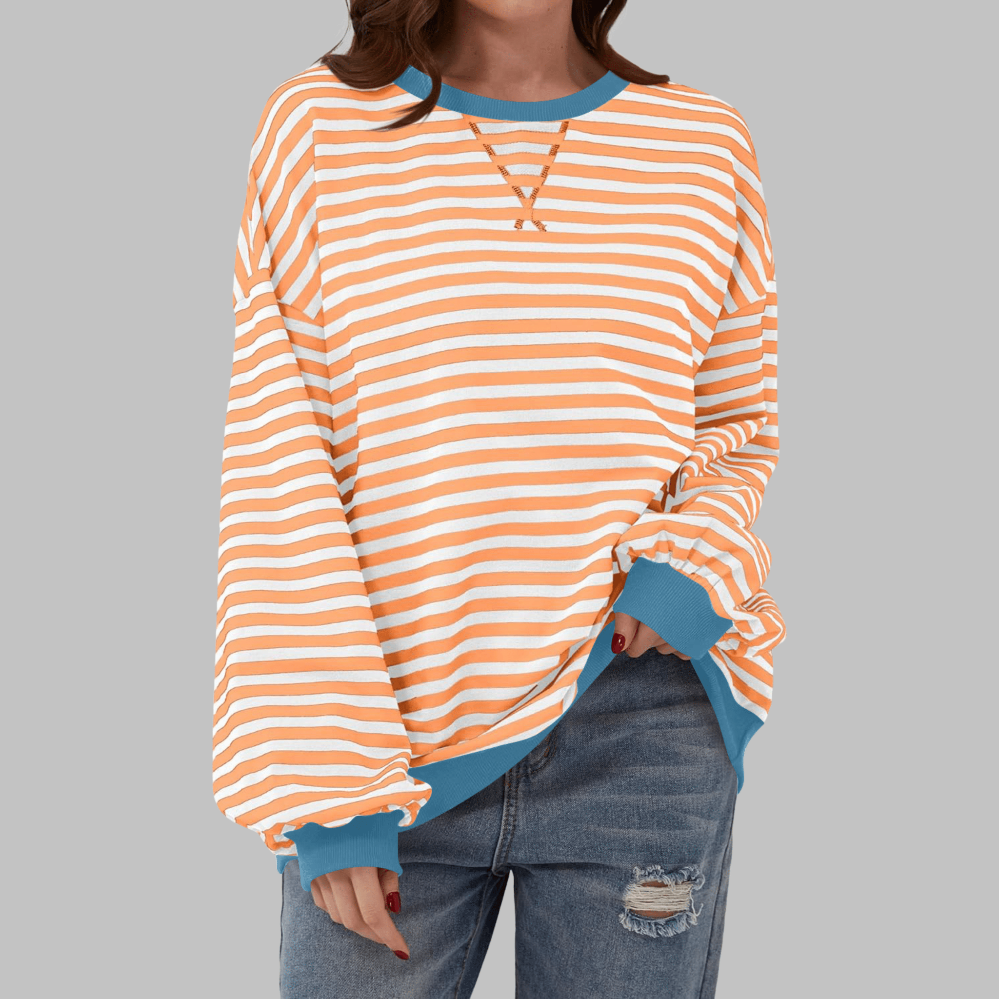 Veerle | Gestreepte sweater met ronde hals - Bellanza