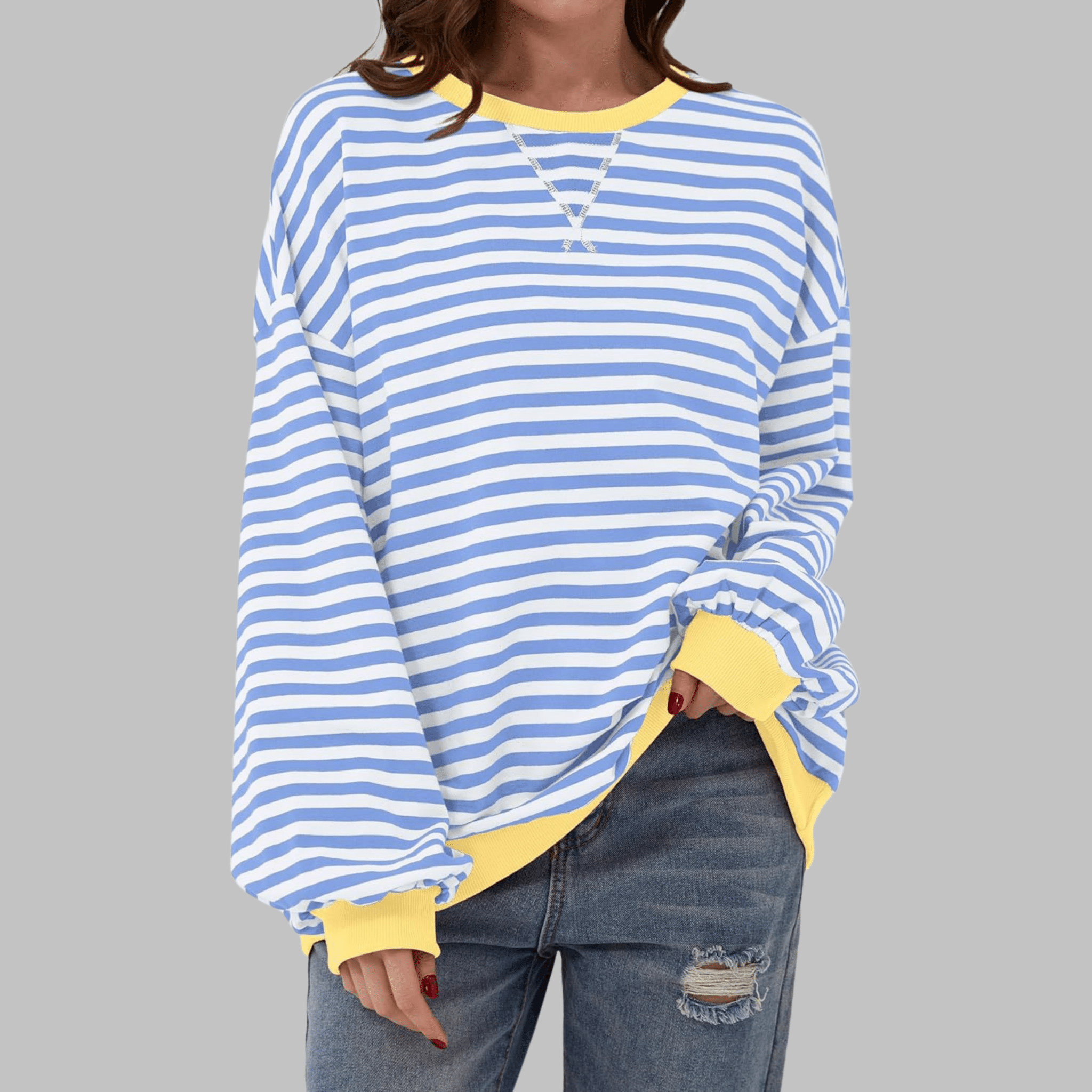 Veerle | Gestreepte sweater met ronde hals - Bellanza
