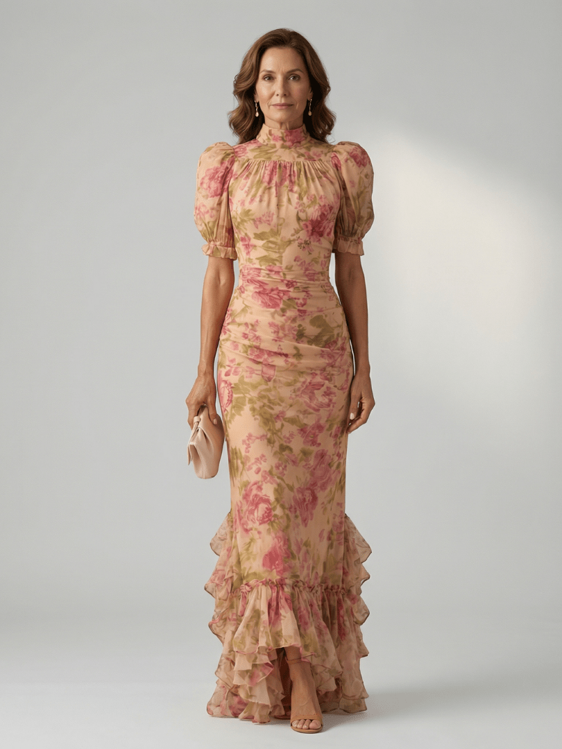 Vianne | Maxi - jurk met Zachte Hoge Kraag - Bellanza