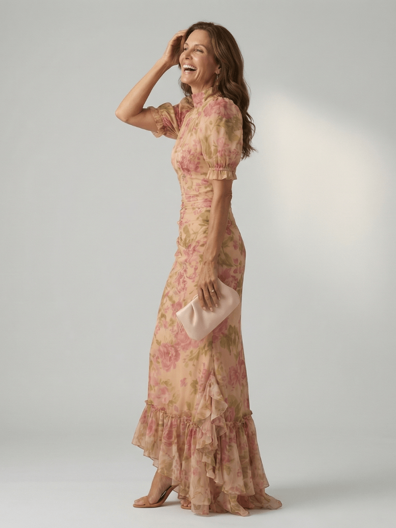 Vianne | Maxi - jurk met Zachte Hoge Kraag - Bellanza