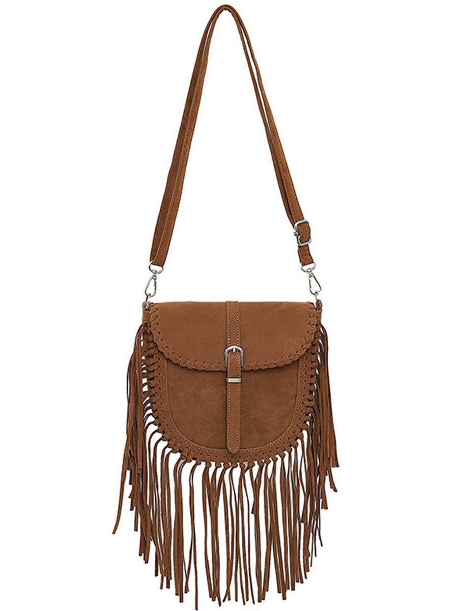 Vintage Boheemse Tassel Suède Schoudertas - Bellanza