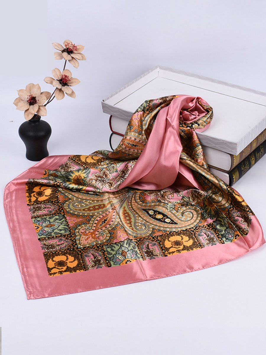 Vintage Bohemian Paisley Print Satijnen Vierkante Sjaal - Bellanza