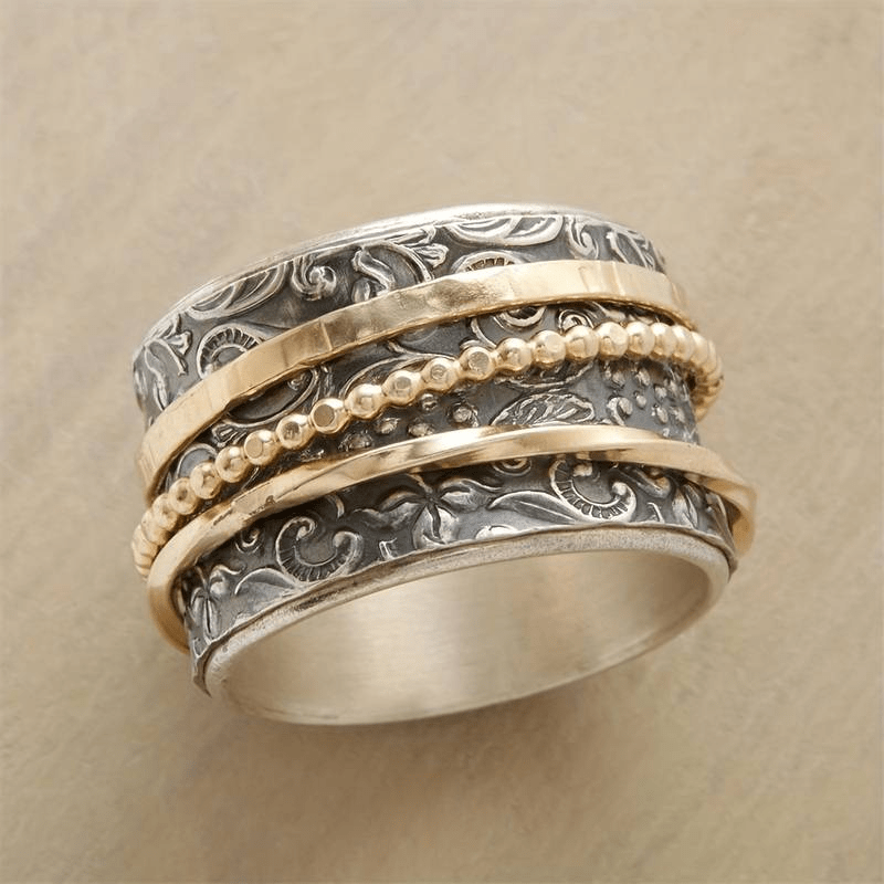 Vintage Gouden & Zilveren Antieke Ring - bellanza