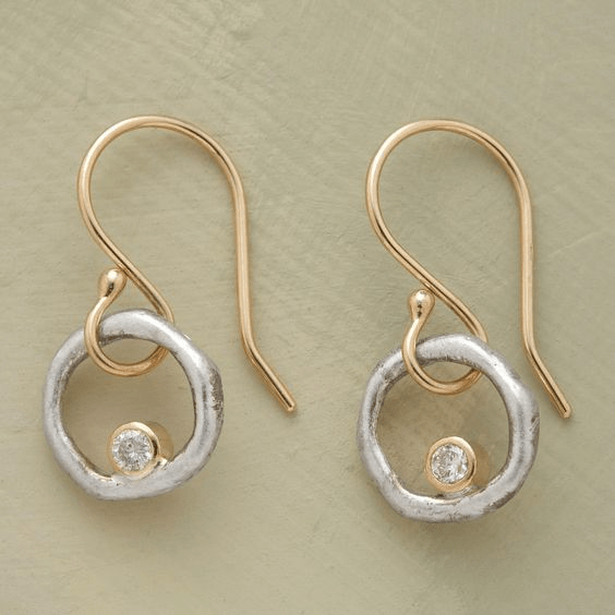 Vintage Gouden & Zilveren Zirkonia - Oorbellen - bellanza