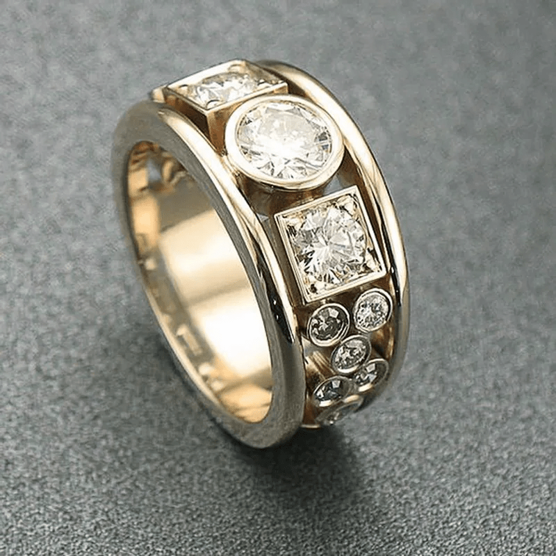 Vintage Gouden Zirkonia Ring - bellanza