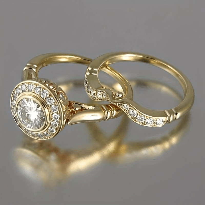 Vintage Gouden & Zirkonia Ring Pack - bellanza