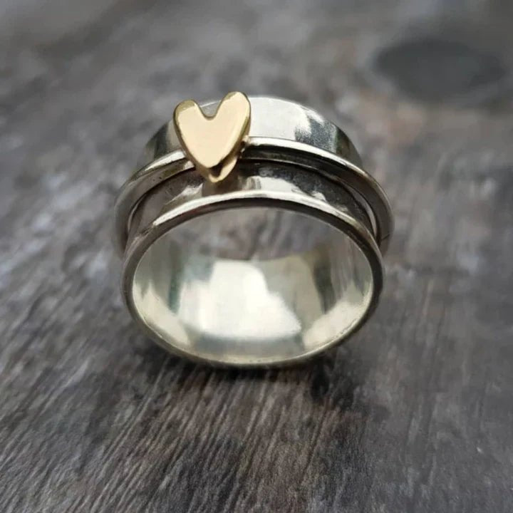 Vintage hangende Hart Zilveren Ring - bellanza