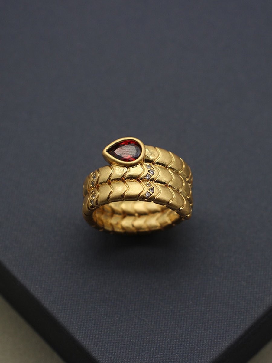Vintage Lichte Luxe Waterdruppel Zirkon Slangenring - Bellanza