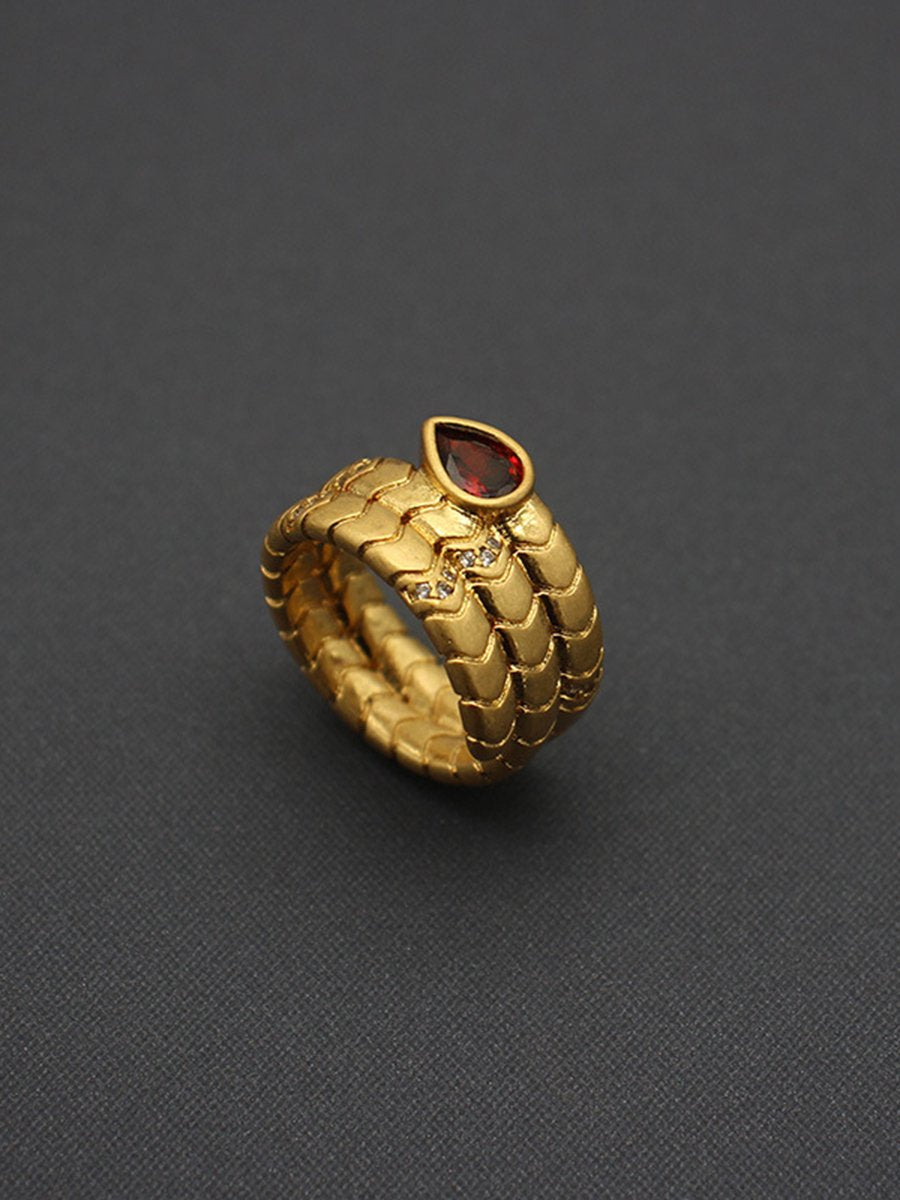 Vintage Lichte Luxe Waterdruppel Zirkon Slangenring - Bellanza