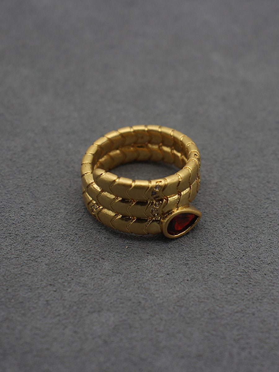 Vintage Lichte Luxe Waterdruppel Zirkon Slangenring - Bellanza