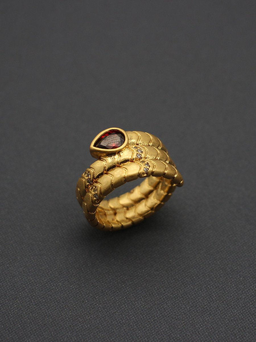 Vintage Lichte Luxe Waterdruppel Zirkon Slangenring - Bellanza