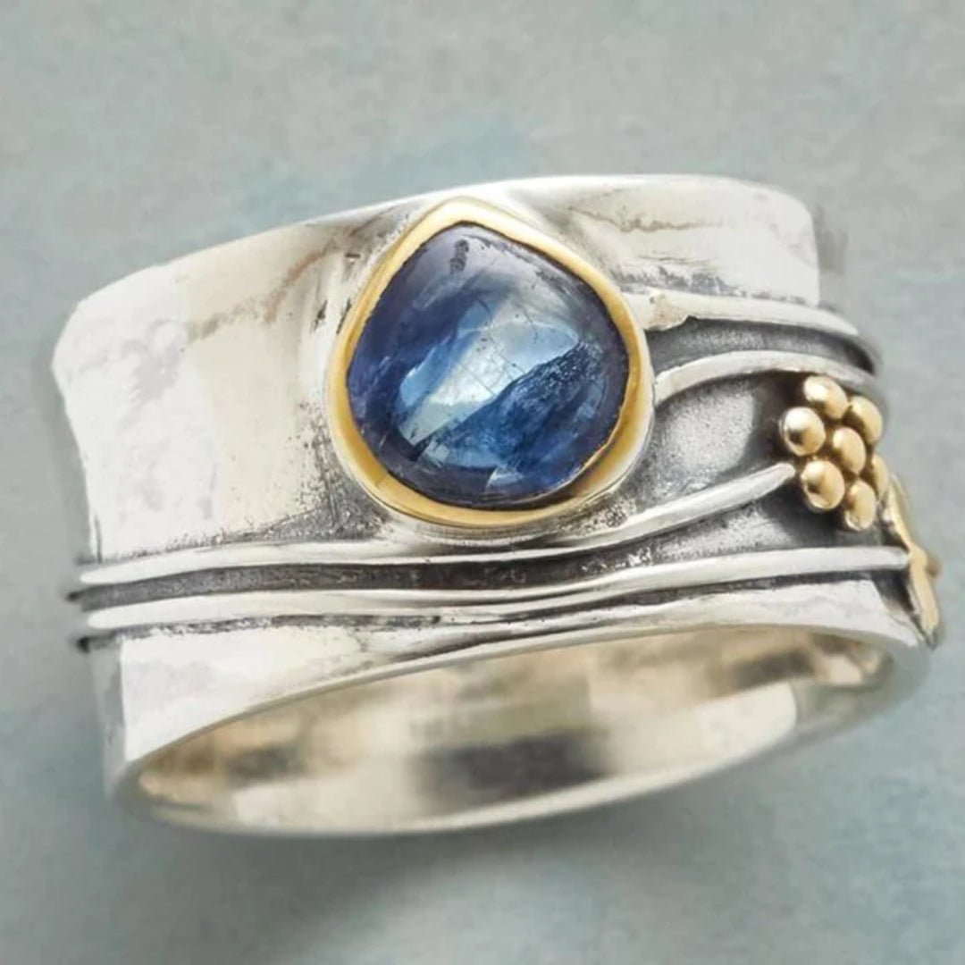 Vintage Ring met blauwe steen - bellanza