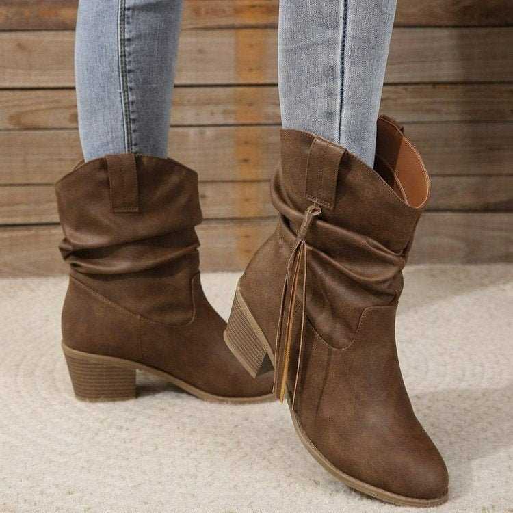 Vintage Western Cowboy Franje Enkellaarsjes - Bellanza