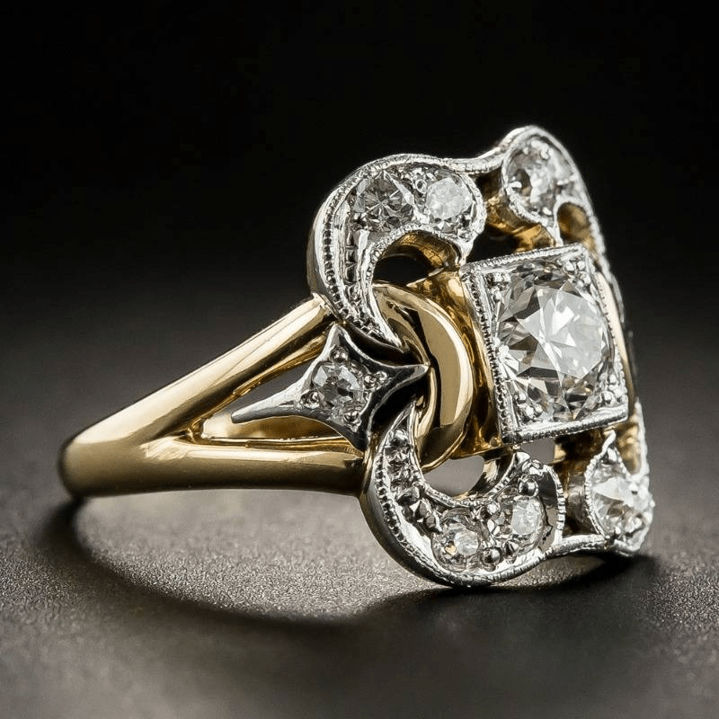 Vintage Zirkonia Gouden Ring - bellanza