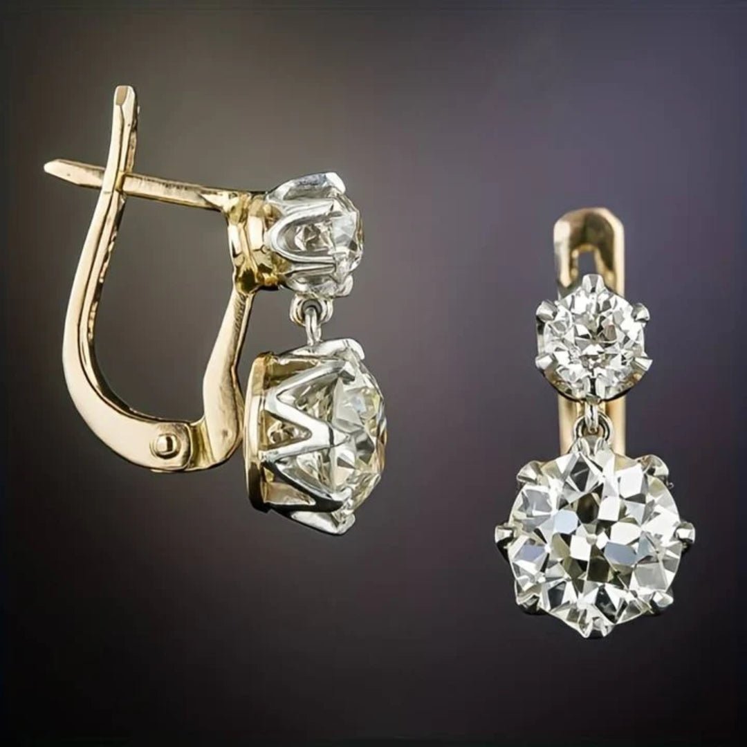 Vintage Zirkonia Oorbellen in Goud - bellanza