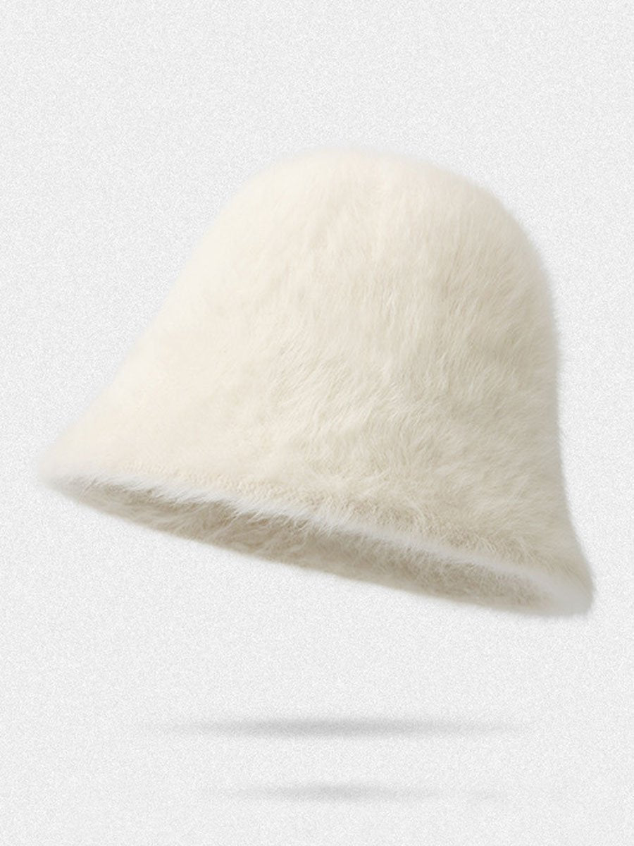 Wintermode Gradient Pluche Konijnenbont Warme Bucket Hat - Bellanza