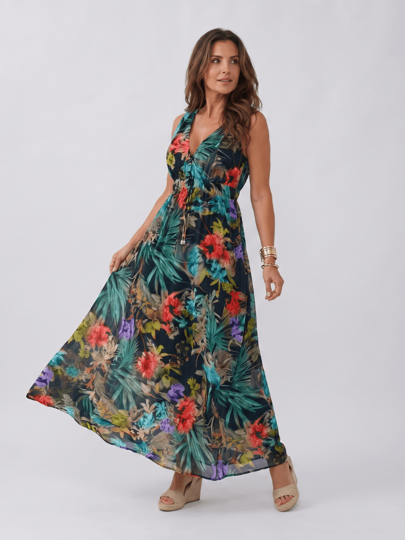 Zake | Mouwloze Empire Taille Midi Jurk - Bellanza