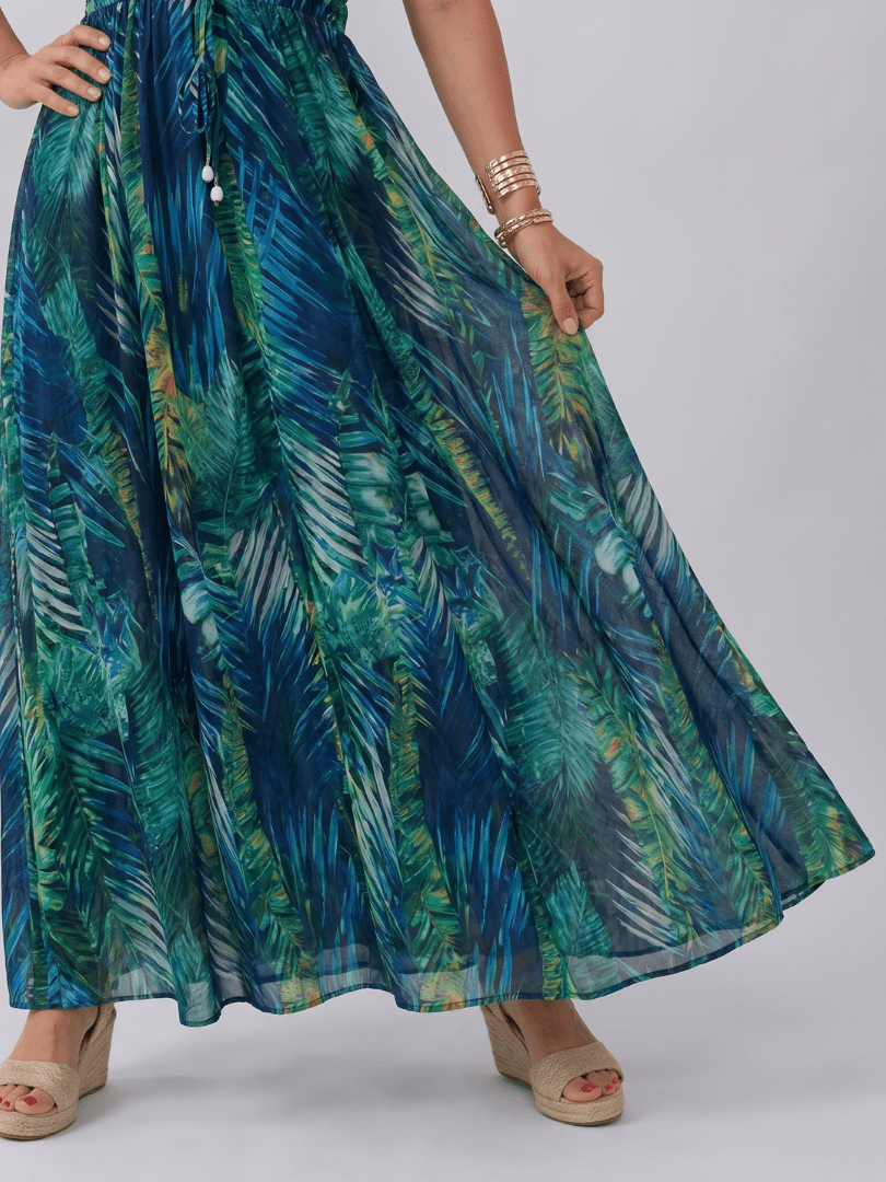 Zake | Mouwloze Empire Taille Midi Jurk - Bellanza