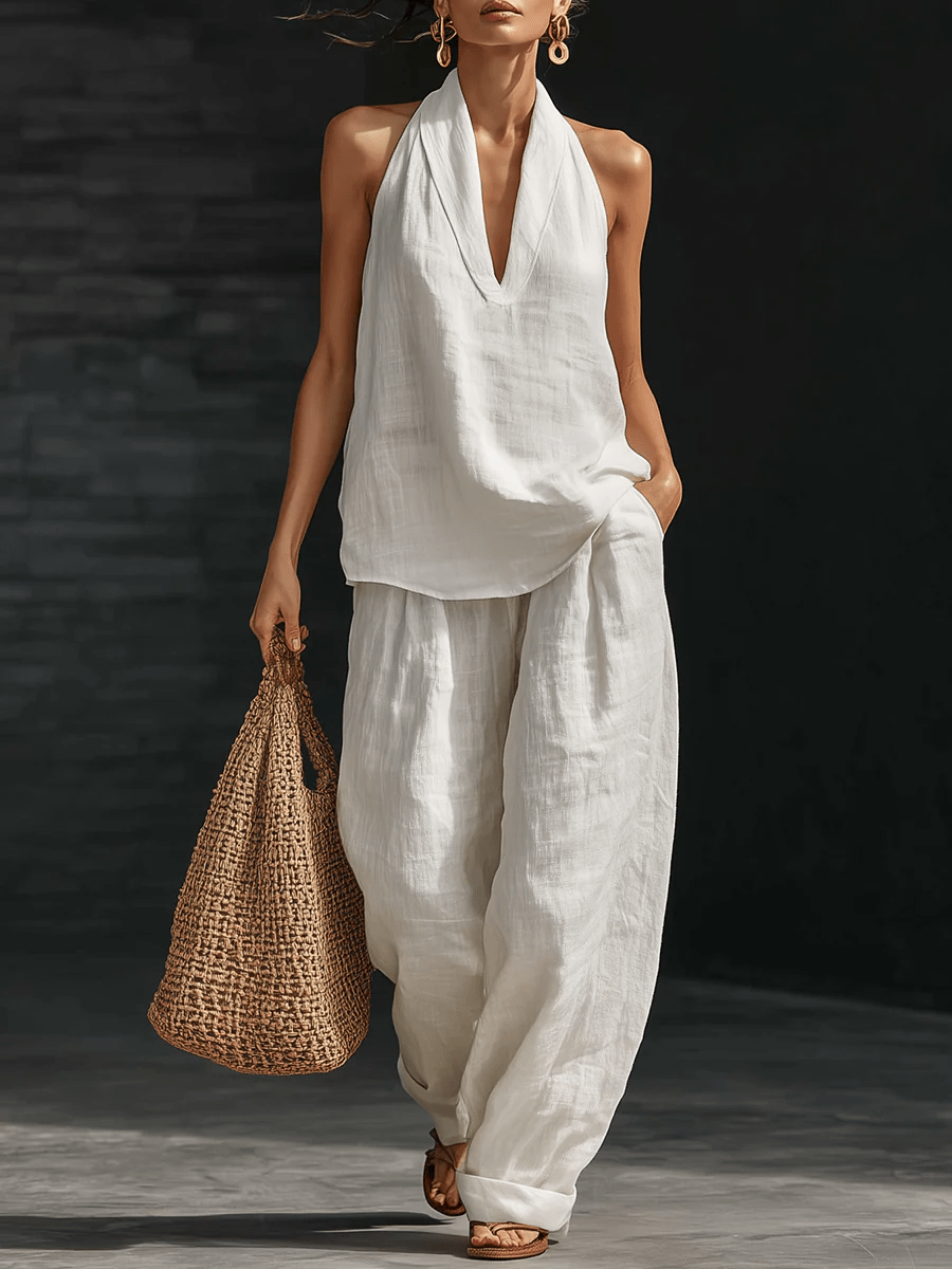 Zoë™ | Mouwloze set met wijde broek - Bellanza