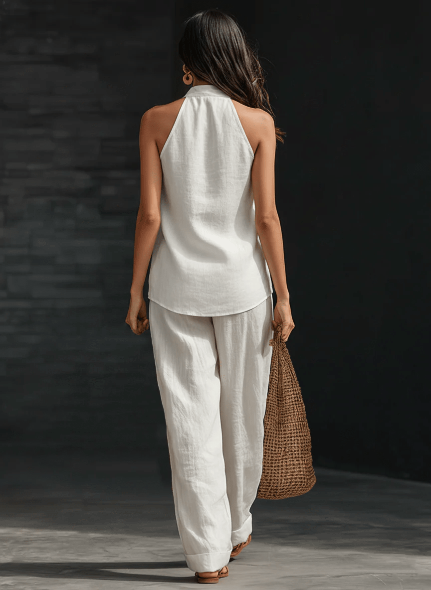 Zoë™ | Mouwloze set met wijde broek - Bellanza