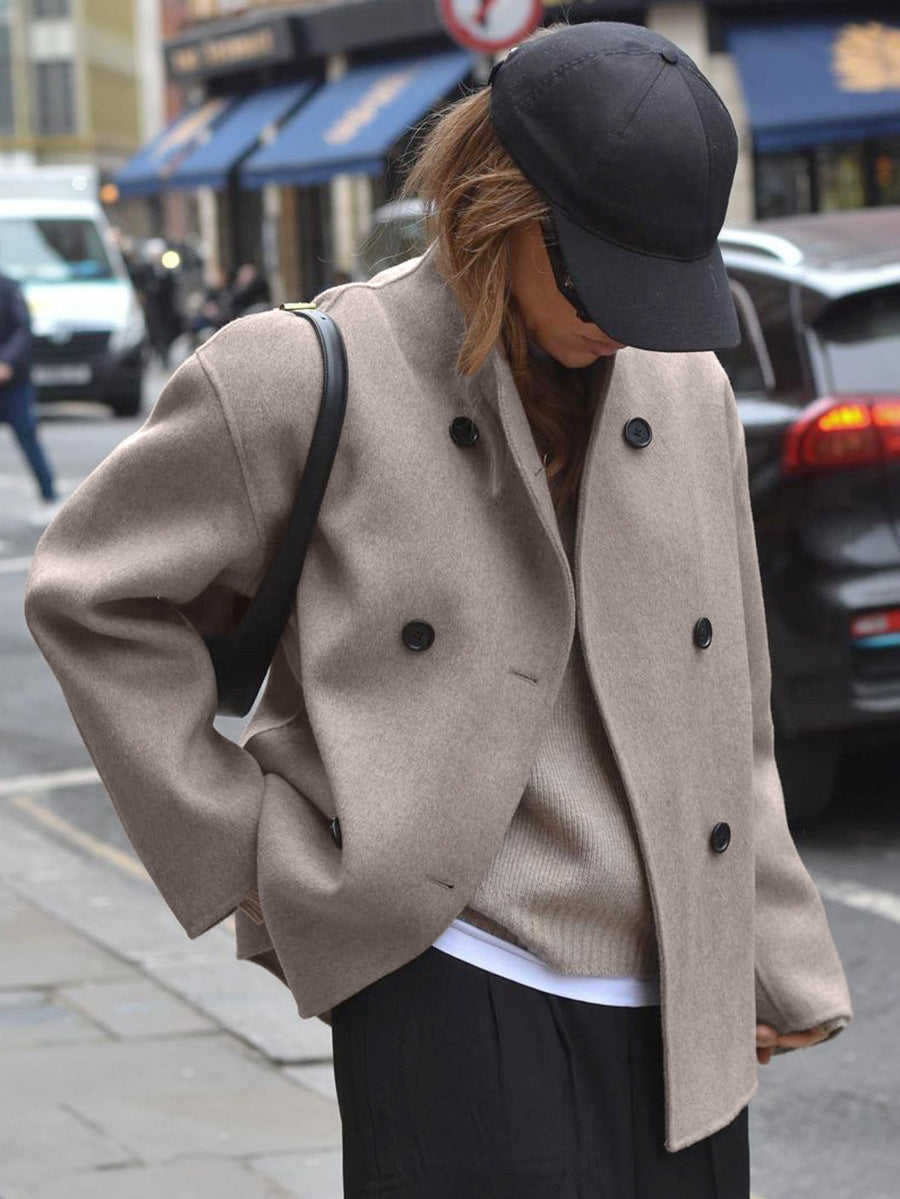 MAURELLE – Vintage Wool Blend V-Neck Coat
