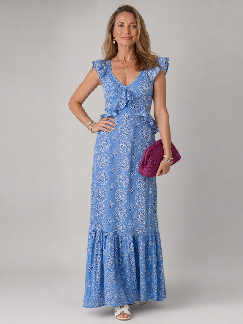 Alure | Mouwloze Midi-jurk met Rimpeldetails