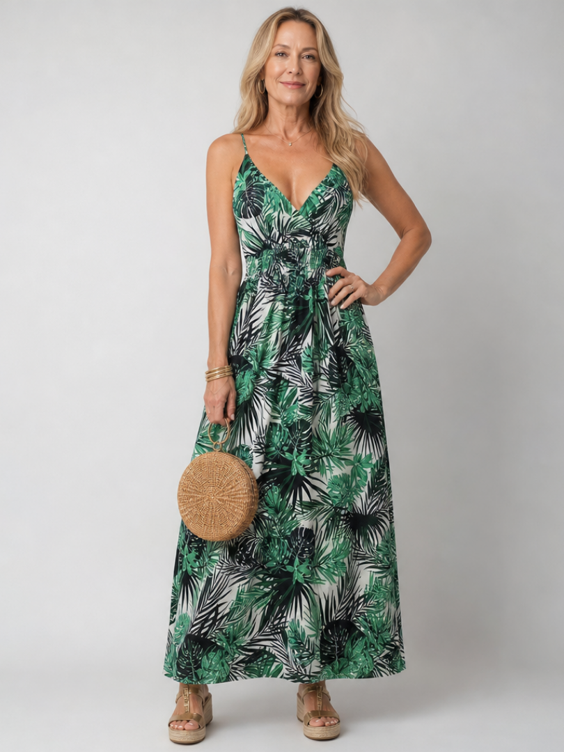 Maravelle | Mouwloze Midi-jurk met Bloemenprint