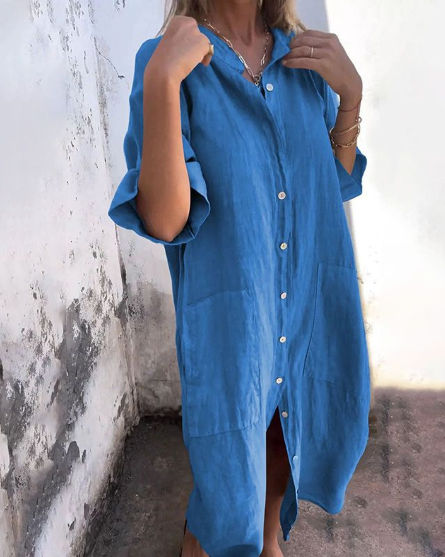 Serano™ | Ibiza Style Casual Enkelhoogte Overhemdjurk