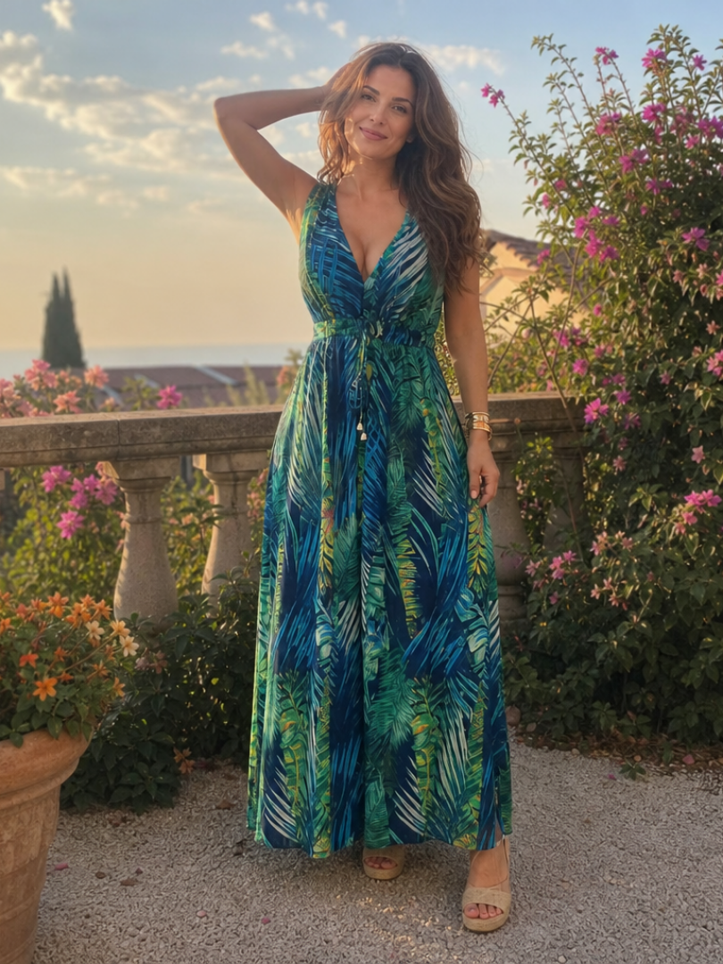 Zake | Mouwloze Empire Taille Midi Jurk