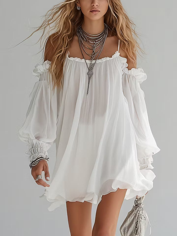 Xiomara™ | Vloeiende Boheemse Stijl Off-the-Shoulder Mini Jurk