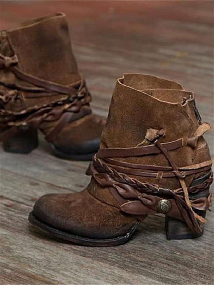 Vintage Vlecht Laced Enkellaarsjes