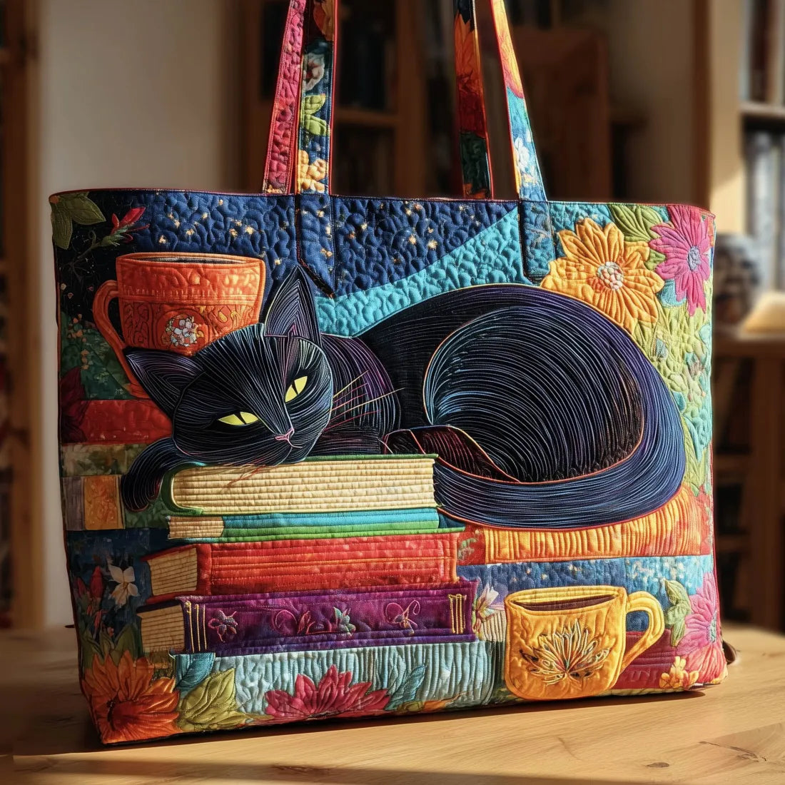 Chat Noir - Elegante Gequilt Tote Tas