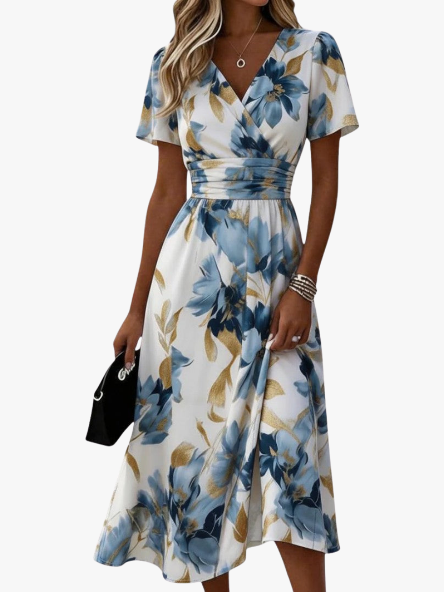 Lisa™ | Moderne Midi-Jurk met Bloemenpatroon
