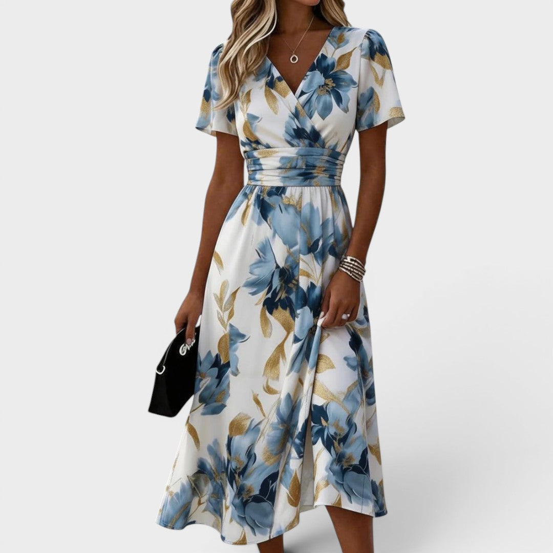 Lisa™ | Moderne Midi-Jurk met Bloemenpatroon