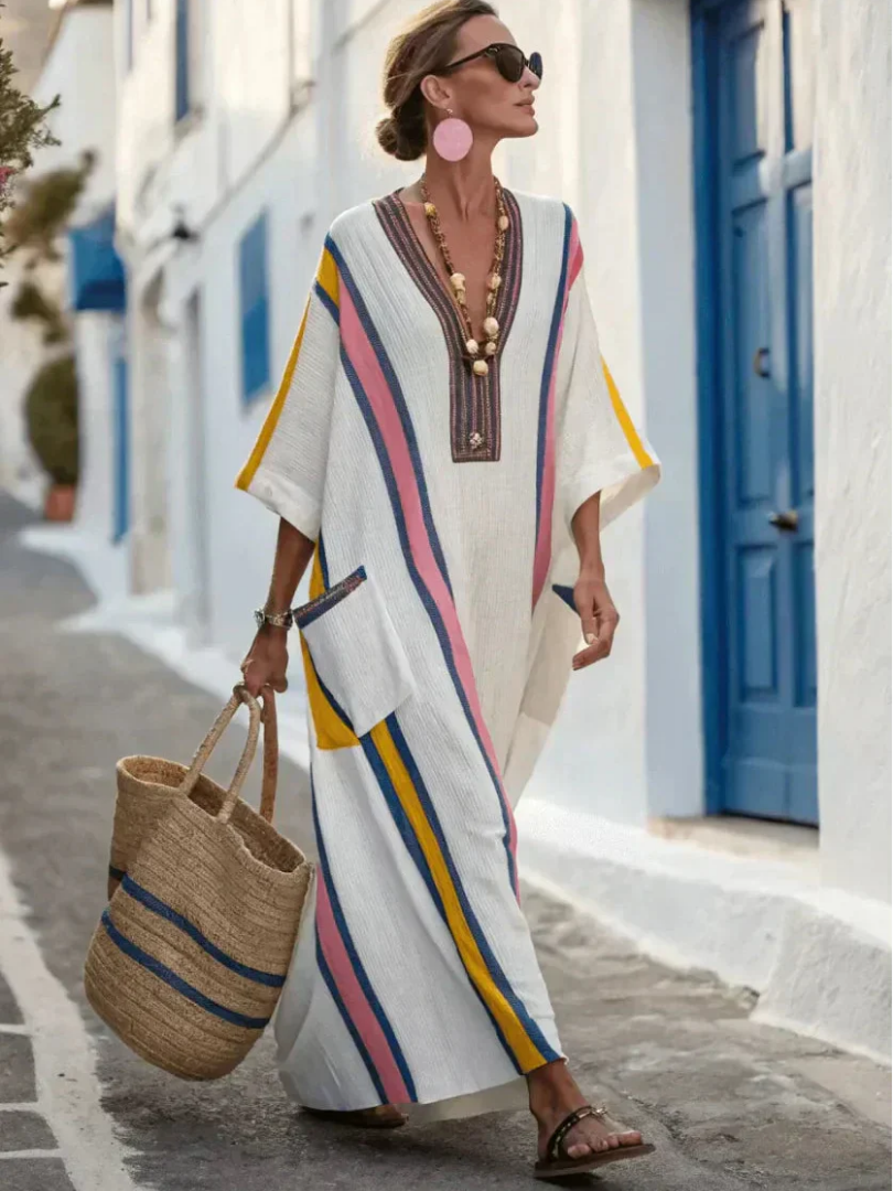Noemi | V-Hals Halve Mouw Pocket Maxi Jurk