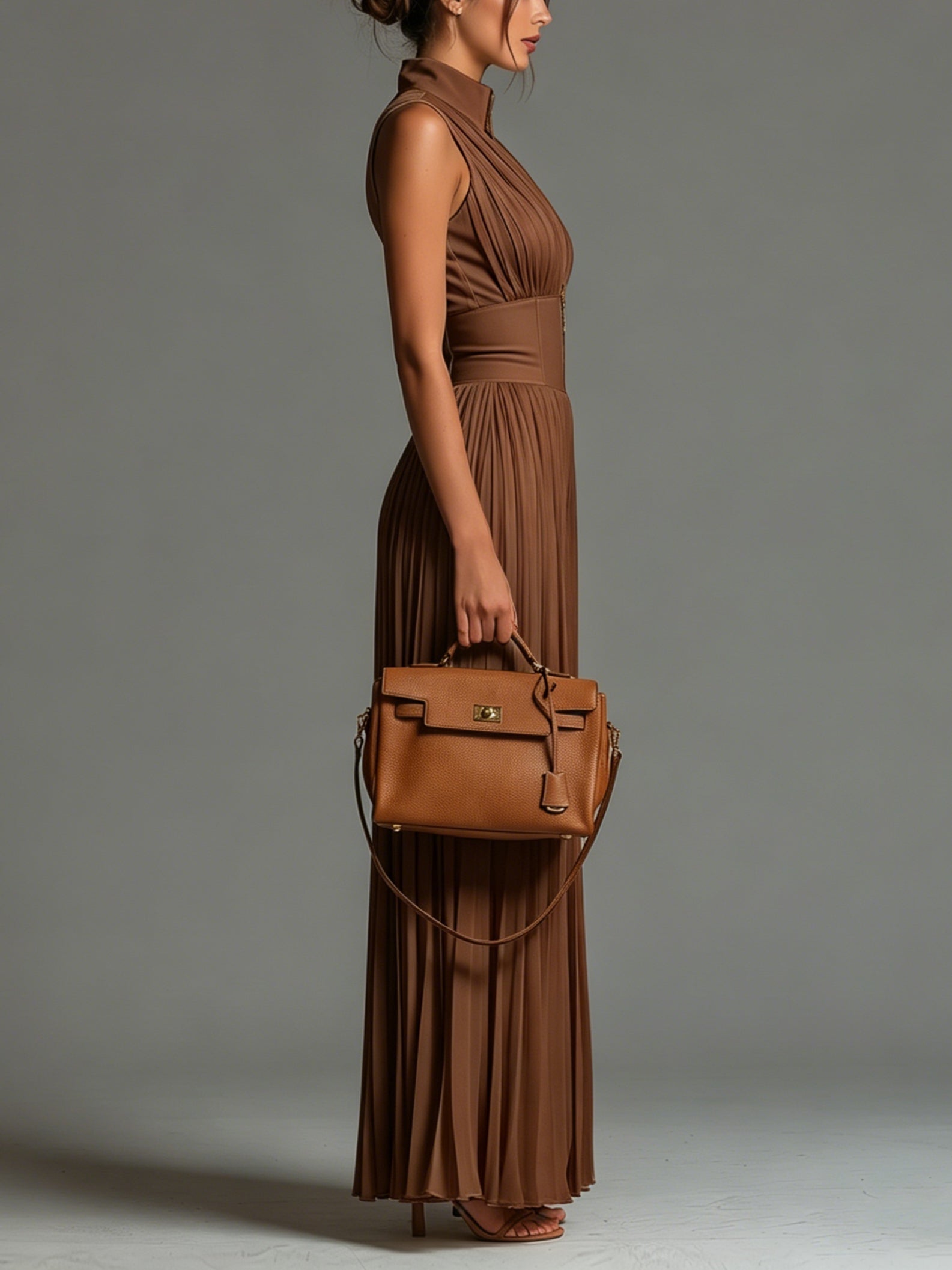 Véronique™ | V-hals Mouwloze Rits Plissé Wijdpijpen Chiffon Jumpsuit