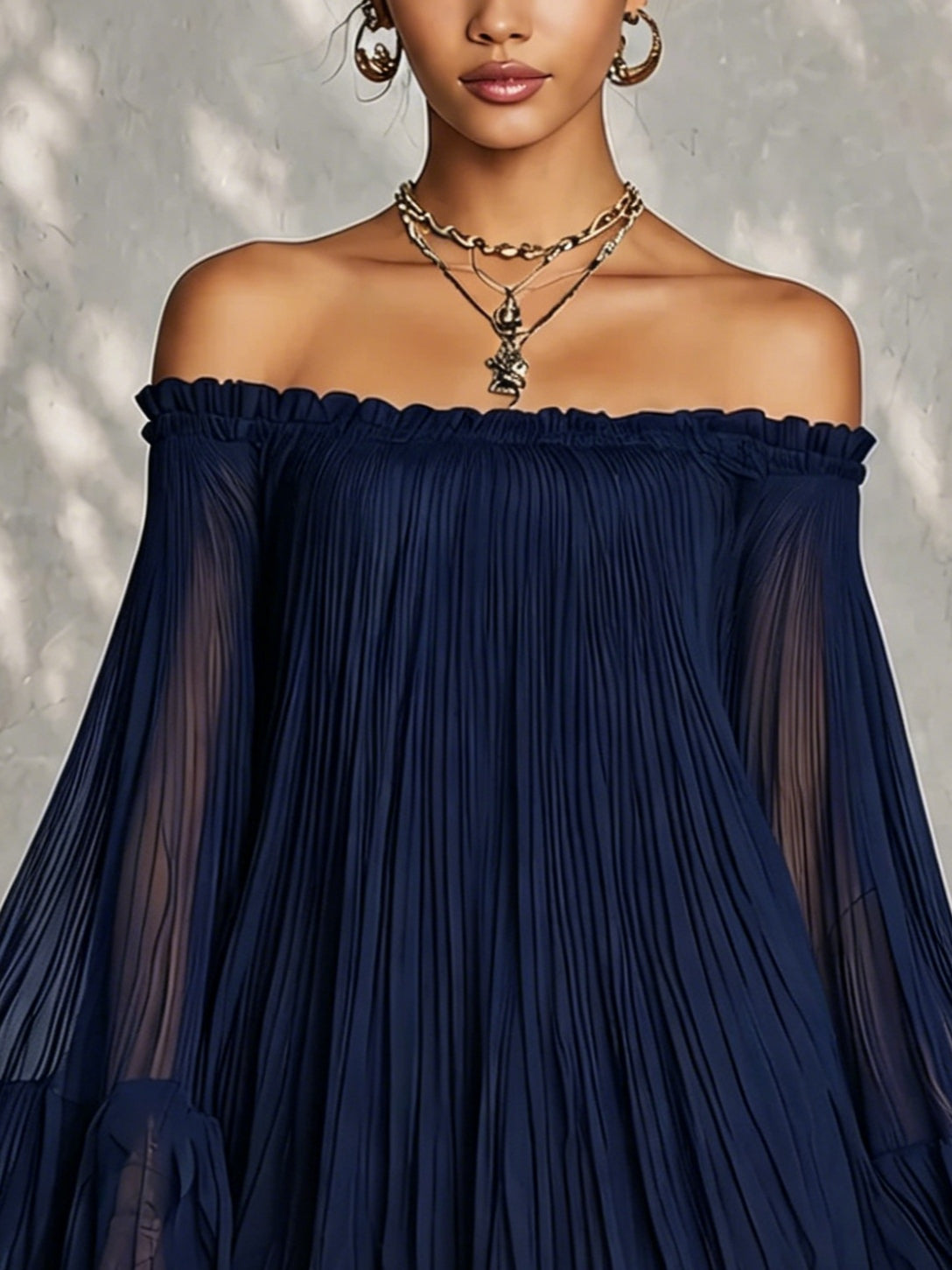 Lilou™ | Off-Shoulder Ruffled Bell Sleeve Mini Jurk