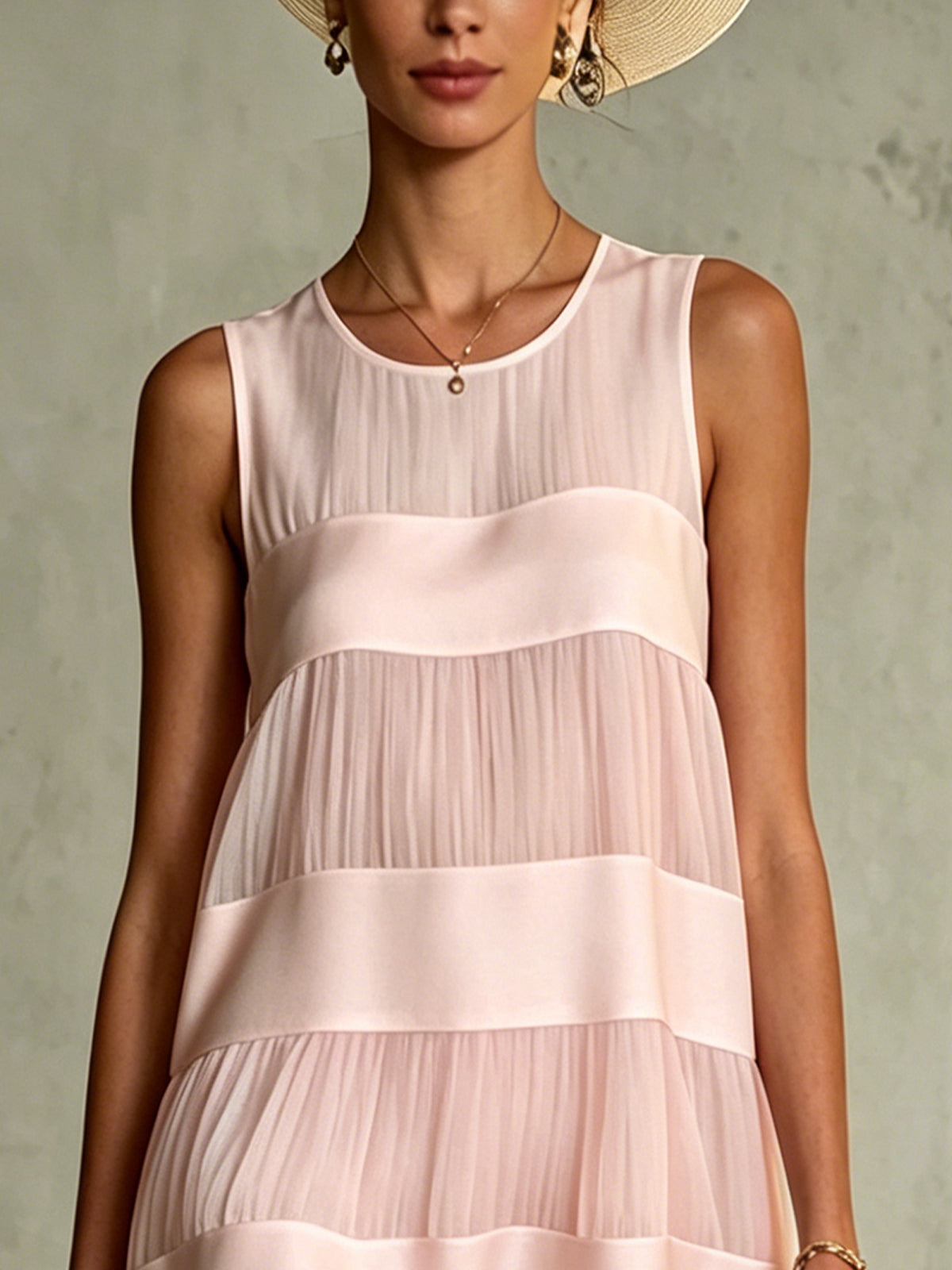 Kessia™ | Laagjes Geplooide Chiffon Satijnen Patchwork Mini Jurk