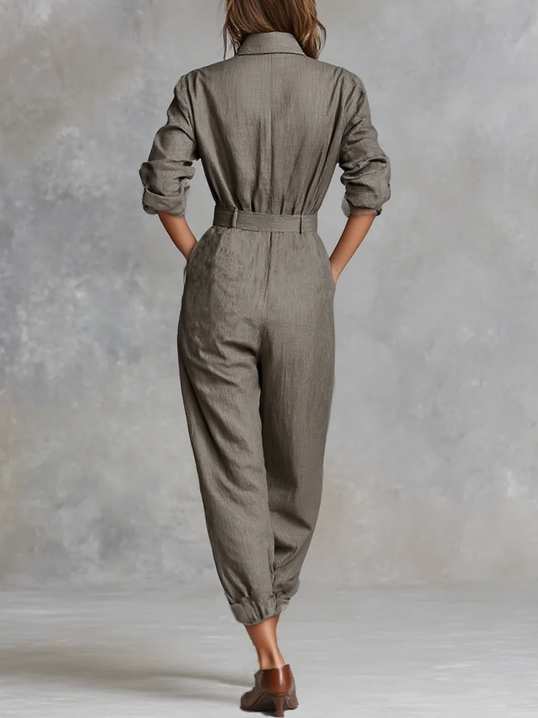 Sidonie™ | Katoenen en Linnen Gemengd Lange Mouwen Overalls